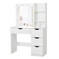 thumbnail image 1 of 35.4" Vanity Desk with Mirror & Lights, 4 Drawers, 3 Shelves, Power Outlets, 1 of 2