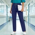 thumbnail image 4 of Women Petite Linen Pants High Waisted Straight Leg Casual Cotton Trousers Elastic Waist Drawstring Stretch Pants with Pockets, 4 of 9