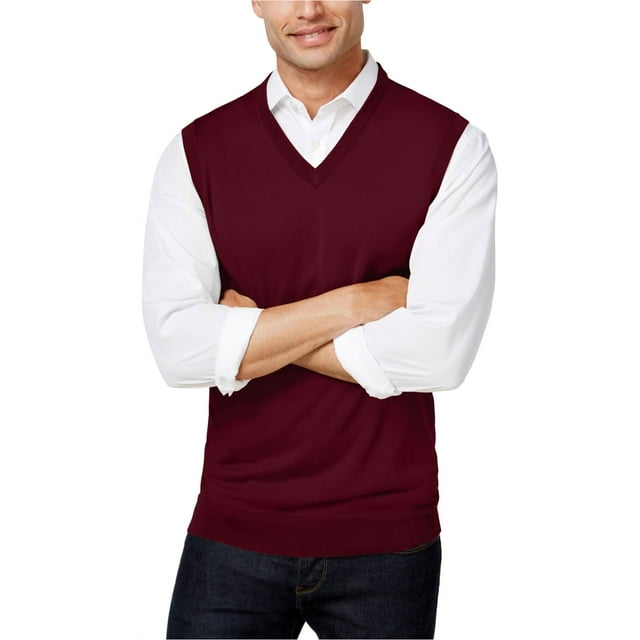 Club Room Mens Knit Sweater Vest, Red, Medium