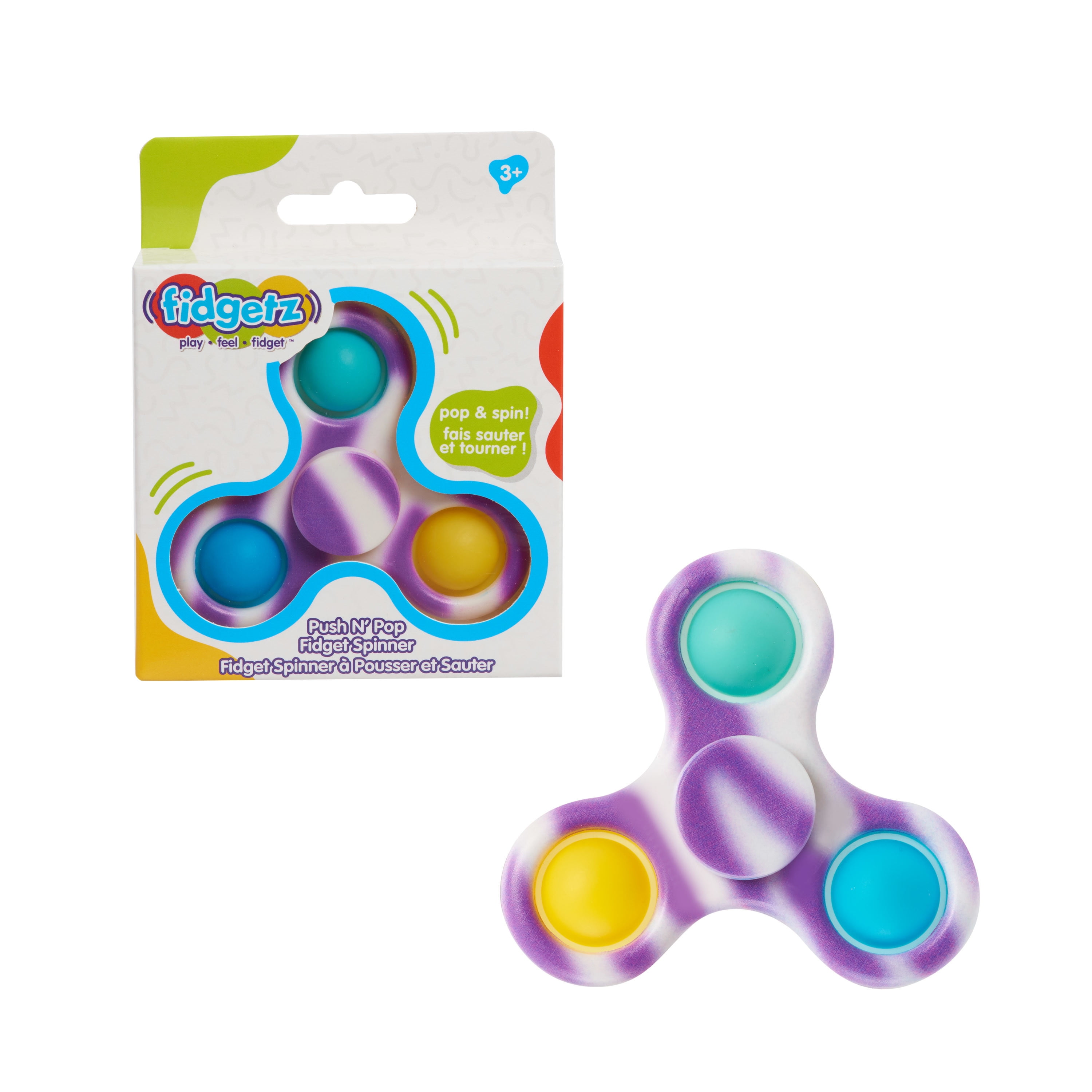 Fidgetz Pop Spinner Fidget Toys, Button Sensory Toys for Kids and Adults, Anxiety and Stress Relief Toys, Fidget Spinner,  Kids Toys for Ages 3 Up, Gifts and Presents