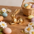 thumbnail image 3 of Easter Golden Bunny Resin Figurine - Shiny Gold Rabbit Ornament for Garden Patio & Home Tabletop Decor, Durable Resin Bunny Accent, Cute Spring Easter Garden & Desktop Decoration, 3*3*2in, Golden, 3 of 7