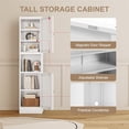 thumbnail image 6 of Metal Bathroom Storage Cabinet, 67" Tall Narrow Freestanding Floor Cabinet with Adjustable Shelves and Open Compartment, Slim Metal Locker for Laundry, Kitchen, Dining Room, 6 of 14