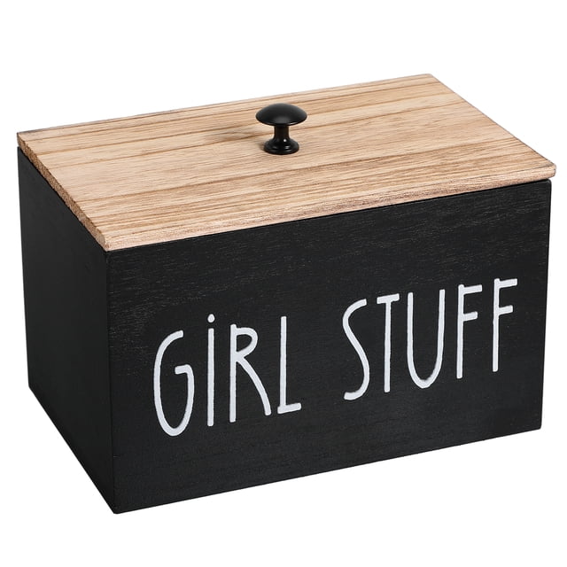 Organizador de tampones, caja de madera para guardar compresas de algodón, organizador de productos femeninos, contenedor para cápsulas de lavandería, contenedor para hisopos de algodón