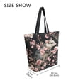 thumbnail image 4 of Open Top Canvas Tote Bag with Zipper Reusable Shopping Bag 13.5x15" Roomy Carryall Watercolor Opossum Pattern, 4 of 9
