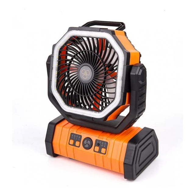 Ventilador de camping recargable de 20000 mAh con luz LED, batería de 58 horas