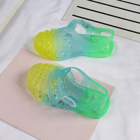 

Bescita Toddler Classic Style Non-slip Shoes Baby Boys Girls Cute Gradient Colors Hollow Out Non-slip Soft Sole Beach Roman Sandals(2 Years)