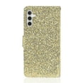 thumbnail image 5 of Glitter Wallet Case for Samsung Galaxy A73 5G, Sparkle Bling PU Leather Wrist Strap Soft TPU Shockproof Flip Cover with Kickstand Magnetic Clasp Card Slots Shining Case for Women Girls,Gold, 5 of 9