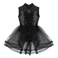 thumbnail image 3 of TiaoBug Girls Mock Neck Ballet Dance Gymnastics Leotard Sequins Ice Skating Dress 6-14, 3 of 7