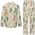 thumbnail image 6 of Top-kevin Pajama Sets for Womens Cowboy Boots Cacti Loose Button Down Long Sleeve Shirts And Pants Set, 6 of 12