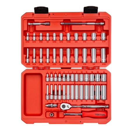 UPC: 0020209007495 | TEKTON SKT05301 1/4 Inch Drive 6 Point 4 to 14 mm Socket & Ratchet 55 Piece Set