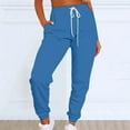 thumbnail image 2 of Clearance! sweatpants women women's pants Women's Solid Color Casual Sports Tie Up Waist With Plush Sweater Material Pants Best Sale Blue1, 2 of 4