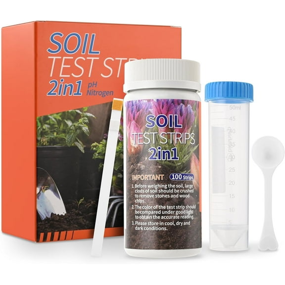AAwipes Soil pH & Nitrogen Test Kits 2 in 1 Soil Testing Kits with Test Tube 100 Pcs Test Soil for Garden Lawn Grass Flower Vegetable Compost Nutrients Plants (J02-100)
