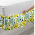 thumbnail image 2 of Yellow and Blue Bed Skirt, Daisies and Shamrock Flowers with Hand Drawn Style Hearts and Ladybugs, Elastic Bedskirt Dust Ruffle Wrap Around for Bedding Decor, 4 Sizes, Multicolor, by Ambesonne, 2 of 2