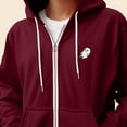 thumbnail image 5 of Dalix Ghost Embroidered Zip Hoodie Fleece Long Sleeve Pocket Warm Soft Mens in Maroon M Medium, 5 of 5