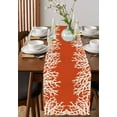 thumbnail image 4 of ERUNPONLY Coastal Coral Table Runner - 108 Inch Long Orange White Ocean Marine Nautical Beach Cotton and Linen Blended Dress Scarves Farmhouse Table Runner for Kitchen Dining, Coffee Table, 13"x108", 4 of 8