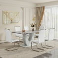 thumbnail image 6 of JUFU Dining Table Set for 6, Faux Marble Table and Chairs Set of 6, Modern Dining Room Table Set for 6, Rectangle Gray Dining Table Set for 6 with Pu Leather White Chairs, Ideal for Dining Room, 6 of 11