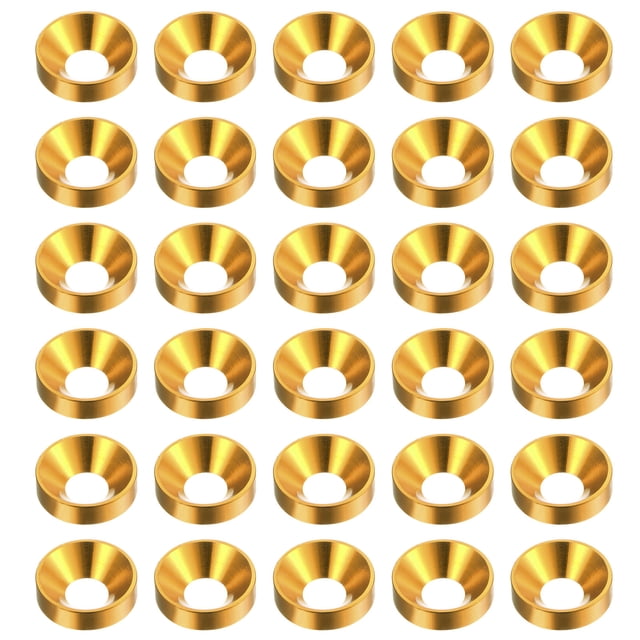 Unique Bargains Lot de 30 Rondelles à Encastrer M4 en Alliage d'Aluminium Anodisé pour Finition, Doré