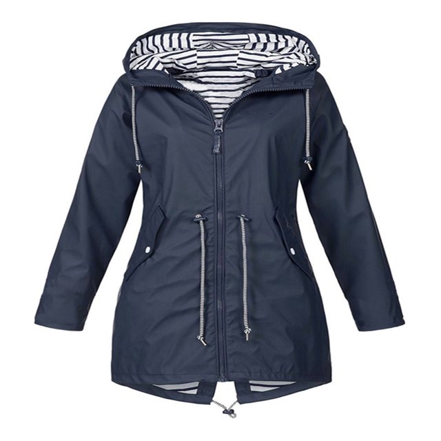 Julycc Veste à Capuche à Manches Longues pour Femmes Grande Taille Imperméable Manteau de Pluie Extérieur