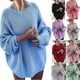 thumbnail image 2 of Ropa de invierno, suéter de color sólido, suéter holgado de manga de murciélago, abrigo de suéter de talla grande para mujer, 2 of 6