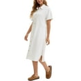 thumbnail image 4 of Vestido de camisa de mezclilla para mujer INSPIRE CHIC, de manga corta, con botones, casual, midi, blanco, talla S, 4 of 6