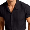 thumbnail image 5 of FRSASU Men's Knit Polo Shirt Vintage Button Down Shirt Short Sleeve Summer Beach Hawaiian Shirts Black, 5 of 7