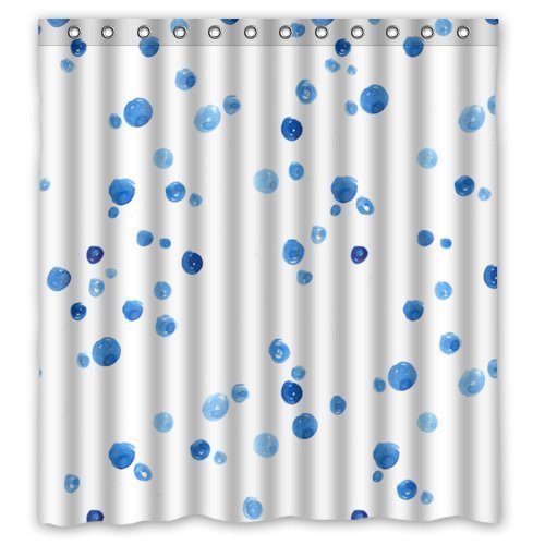EREHome Watercolor Raindrop Blue Dot Shower Curtain Polyester Fabric Bathroom Decorative Curtain Size 66x72 Inches