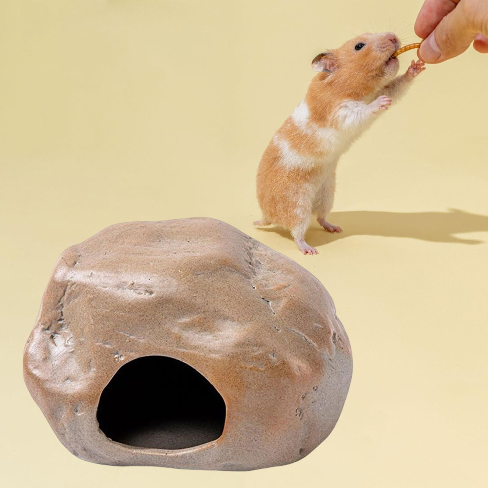 Hamster Cave Landscape Cage Reptile Rock Decor Small Animals Container Critter Bath Pets Habitat House for Chinchillas Gerbils Chipmunk Mice 12.5cmx13.5cmx8.5cm