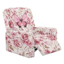 Kuiaobaty Butterfly Rose Print Recliner Chair Cover for Large Recliner Breathable Reclining Sofa Slipcover Durable Reclining Slipcover with Elastic Bottom for Pets Kids
