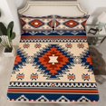thumbnail image 2 of Feelyou Boho Aztec Triangle Twin Sheet Sets for Men, Navy Hippie Mandala Abstract Twin Fitted Sheet, Countryside Flat Sheet, Ultra Soft Bedroom Decor, 3pcs, 2 of 7