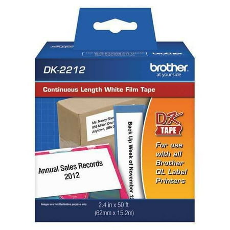 Adhesive Label Tape Cartridge 2-2/5 x 50 ft., Black/White BROTHER
