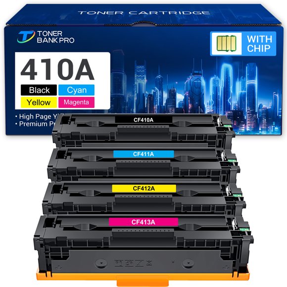 4 Pack 410A Toner Cartridge Compatible for HP 410A 410X CF410A CF410X M477fdw Color Laserjet MFP M477fnw M452dn M477fdn M452nw Pro M477 M452 M377 Printer Ink ( Black Cyan Magenta Yellow )