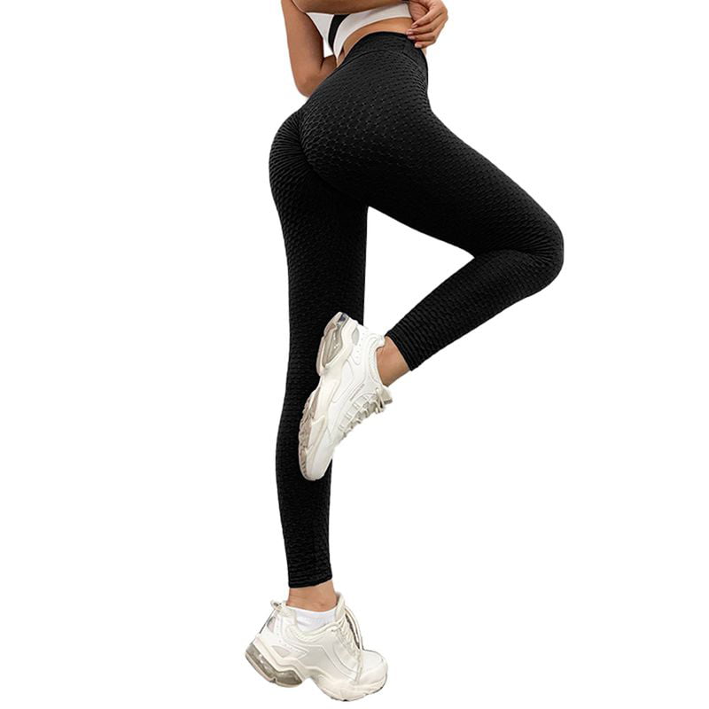 Black nooty in yoga pants Akoada Akoada Women S High Waist Yoga Pants Stretchy Leggings Textured Booty Tights Black S Walmart Com Walmart Com