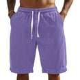 thumbnail image 3 of Domzle Casual Shorts for Men Elastic Waist Drawstring Baggy Corduroy Beach Shorts Comfy Golf Summer Shorts with Pockets Purple M, 3 of 3