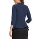 thumbnail image 3 of CHAQUETA BLAZER CLÁSICA ABIERTO INSPIRAR CHIC PARA MUJER CON CUELLO DRAPEADO Y MANGAS 3/4, CHAQUETA CON VOLANTES, ROPA DE EXTERIOR, AZUL MARINO, 3 of 5
