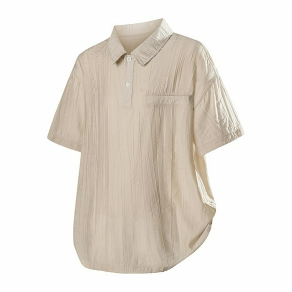 Dagugfen Plus Size Shirts for Men Short Sleeve Button Lapel V Neck Loose Lightweight Summer Casual Tee Tops Pocket