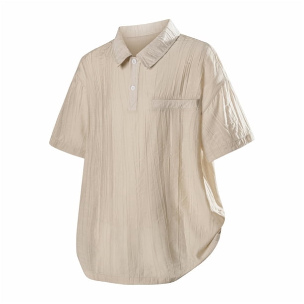 pstuiky Camisas casuales de manga corta para hombre, Camisa informal de verano con solapa y botones, color liso, para hombre ropa de hombre xxl