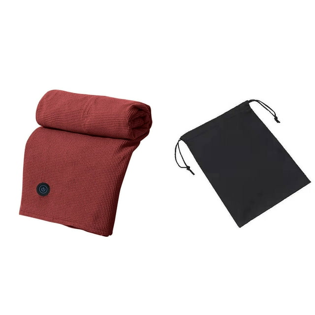 Red Usb Heated Blanket Heated Throw Blanket With Zipper Wearable Portable Wrap Washable For Home Office Travel 59.06X29.53 Inches Polyester Rayon Cotton Spandex Red Color