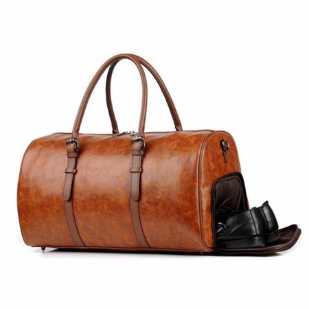 New Mens Leather Outdoor Gym Duffel Bag Overnight Luggage Travel