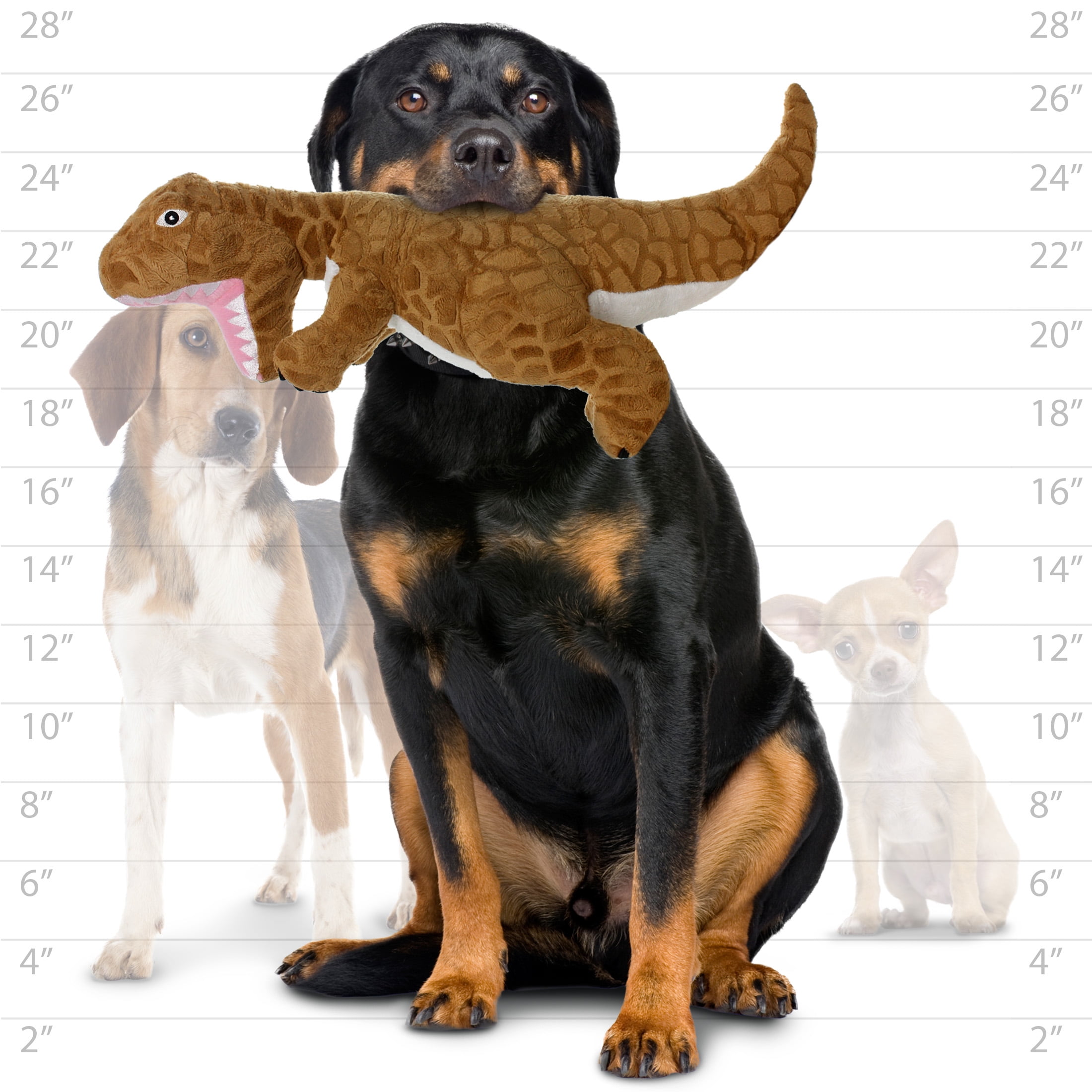 Mighty Dinosaur TRex Durable Squeaky Plush Dog Toy