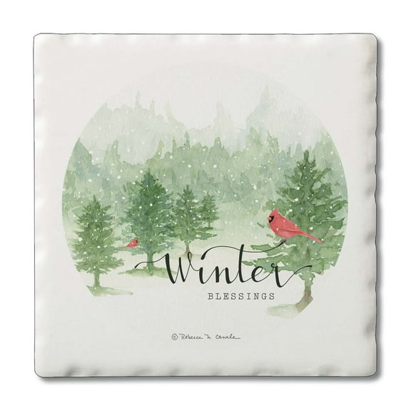 Thirstystone "Winter Blessings" 4-Pack Tumbled Tile Coasters
