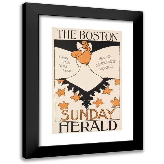 Ethel Reed 11x14 Black Modern Framed Museum Art Print Titled - The Boston Sunday Herald, Every Lady Will Read, Fashion Supplement, March 24 (1895)