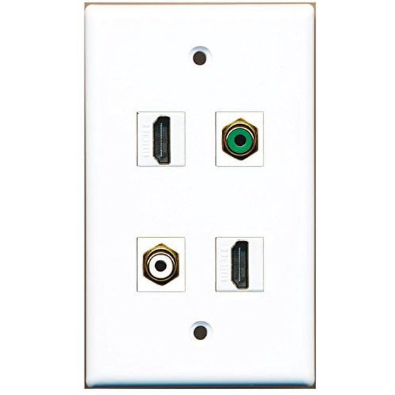 RiteAV - 2 Port HDMI 1 Port RCA White 1 Port RCA Green Wall Plate