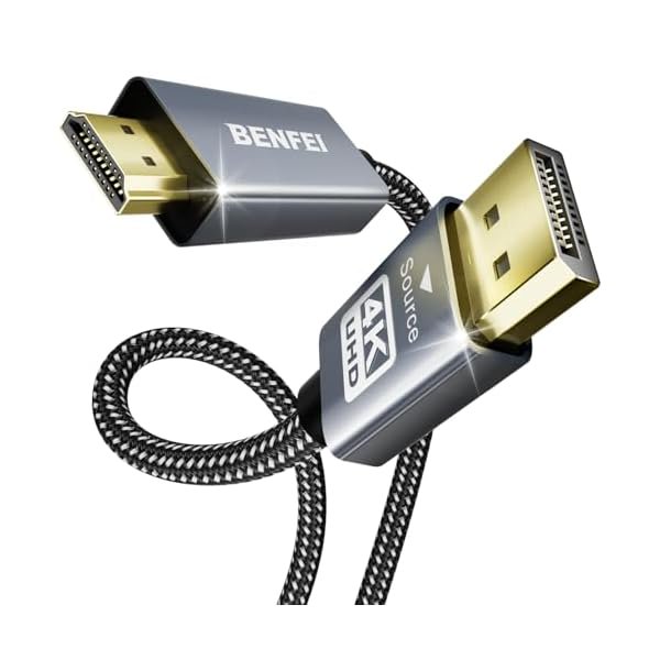wonima11 DisplayPort to HDMI, Uni-Directional 4K DisplayPort (DP) Computer to HDMI Monitor 6 Feet Cable Compatible with HP, ThinkPad, AMD, NVIDIA, Desktop and More - Male to Male, Space Grey