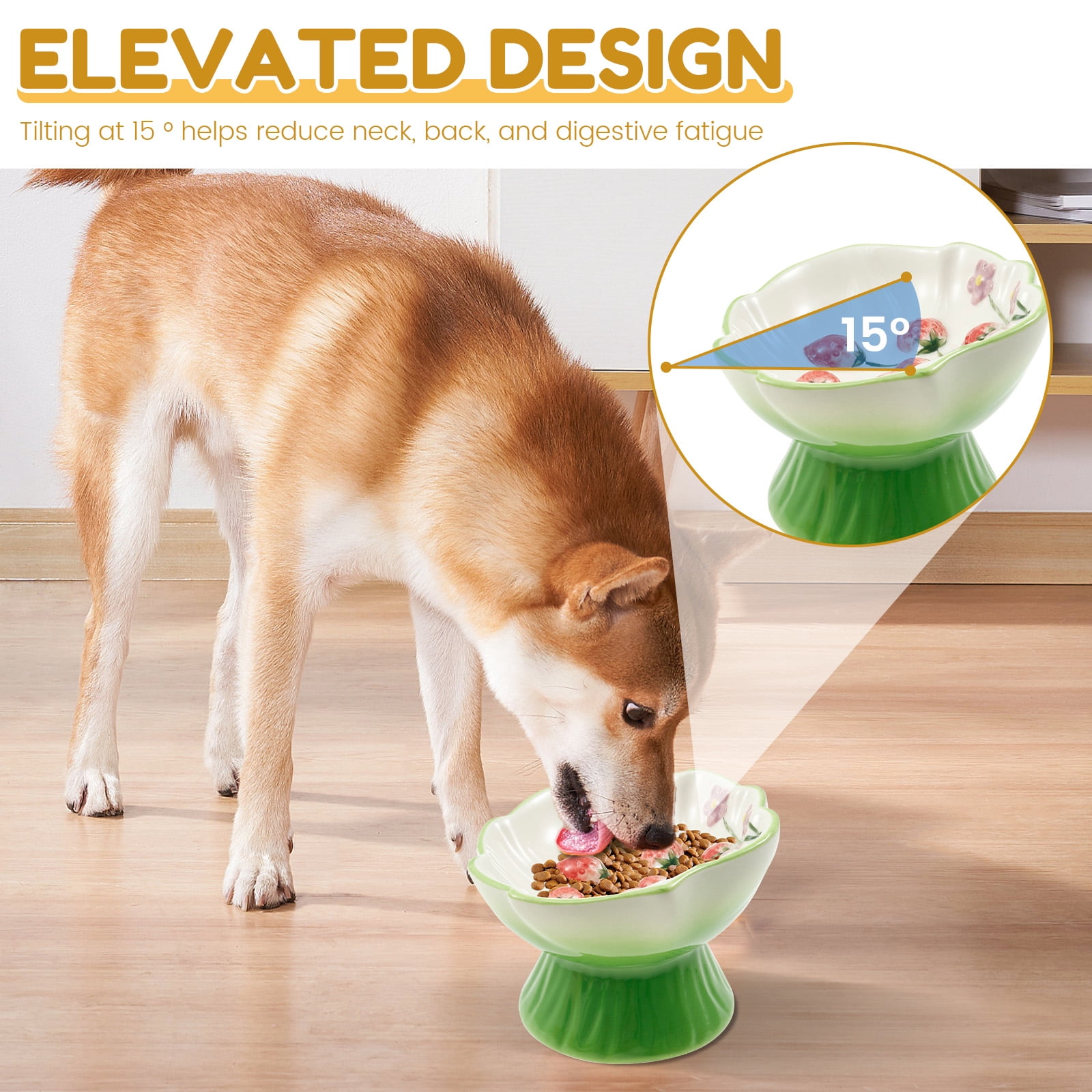 Threns Ceramic Slow Feeder Cat Bowl Elevated Small Cat Food Bowl Wide Mouth Small Dog Slow Feeder Control Eating Speed for Dog Pet
