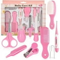 thumbnail image 3 of 11 in 1 Newborn Nursery Care Set Baby Grooming Kit Baby Nail Clipper Brush Comb Earpick Nose Clean Tool Bath Temperate Tool, for Newborn Infant Girls Boys, Pink, 3 of 5