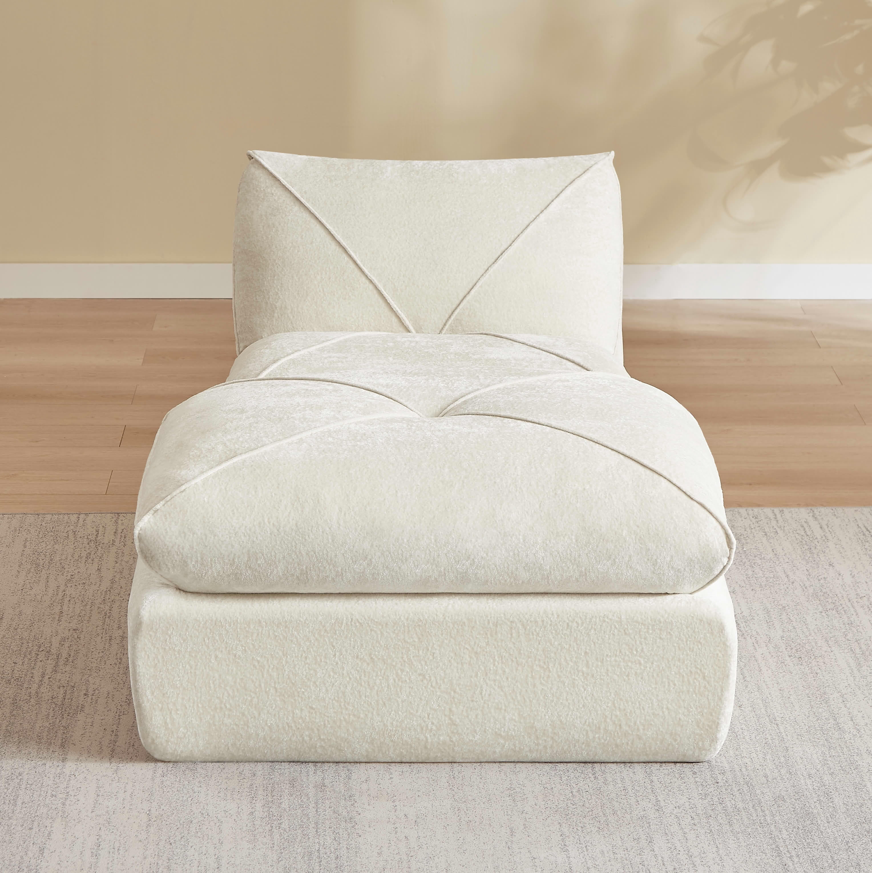 MAYEERTY Beige Chenille Modular Sectional Sofa with Ottoman, Spring Support Flexible Combination for Living Room Apartment