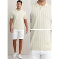 thumbnail image 3 of DARING DIVA Men's Short Sleeve Button Regular Fit Knit Texture Polo Shirt S Apricot, 3 of 5