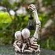 thumbnail image 4 of Estatua Calavera Terror Solar Halloween Con Escultura Esqueleto Rosa Resina Linterna, 4 of 5