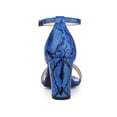 thumbnail image 2 of BLISSFUL STEP Women's Snake Printed Block Heel Ankle Strap Sandals Blue Snake 10, 2 of 7