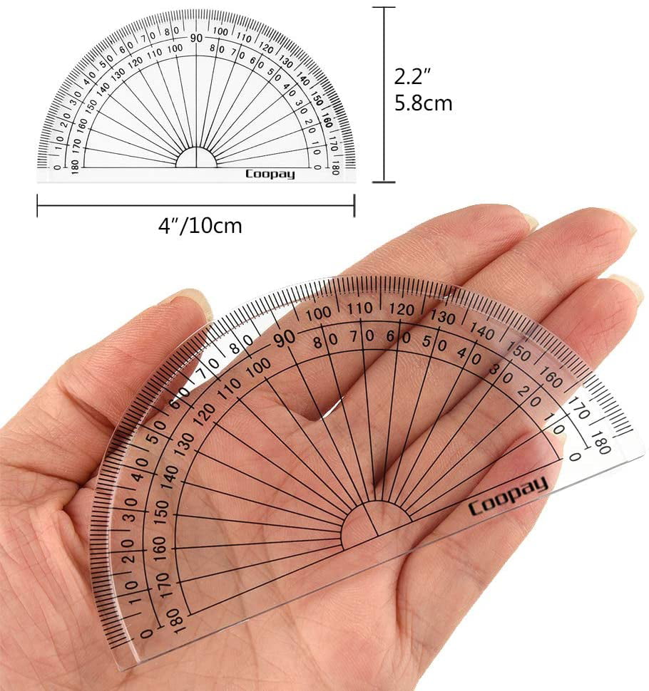 4 Inches Coopay 24 Pack Plastic Protractors Clear Protractor Student Math Protractor Set 180 Degrees for Angle Measurement 